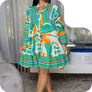 Fit V-Neck Floral Dress